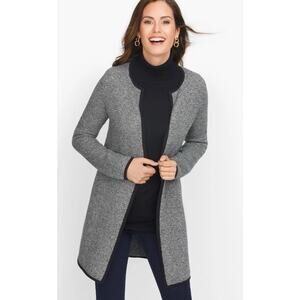 TALBOTS Long Sleeve Longline Open Front Knit Tunic Cardigan Sweater Coatigan M